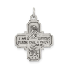 Sterling Silver Antiqued Reversible 4-way Medal QC5806