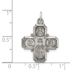 Sterling Silver Antiqued Reversible 4-way Medal QC5806