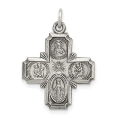 Sterling Silver Antiqued Reversible 4-way Medal QC5806
