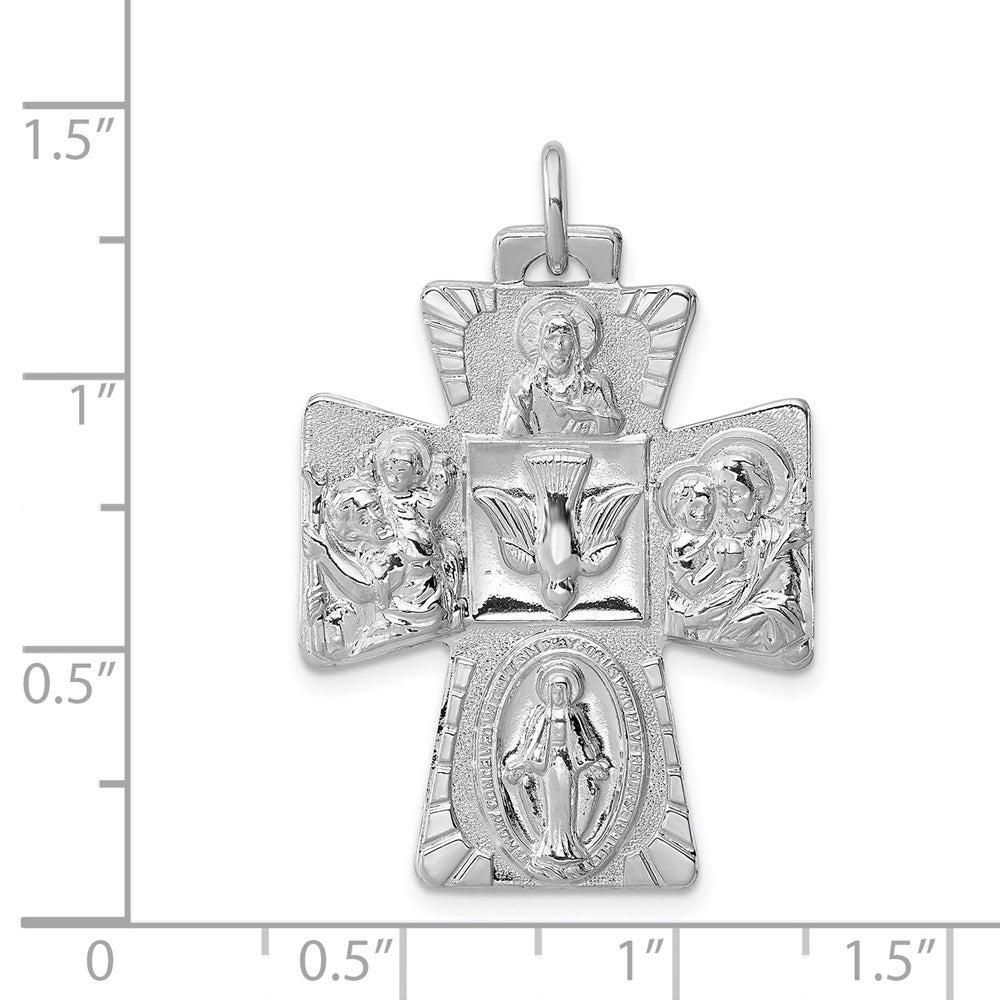 Sterling Silver Rhodium-plated Reversible 4-way Medal QC5809