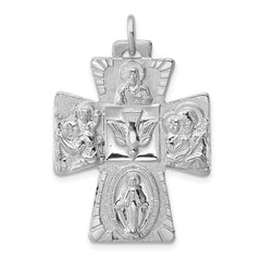 Sterling Silver Rhodium-plated Reversible 4-way Medal QC5809