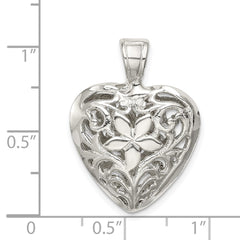 Sterling Silver Filigree Floral Heart Pendant QC581