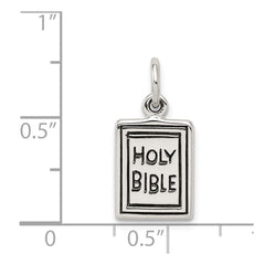 Sterling Silver Antiqued Holy Bible Charm QC5811