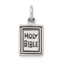 Sterling Silver Antiqued Holy Bible Charm QC5811