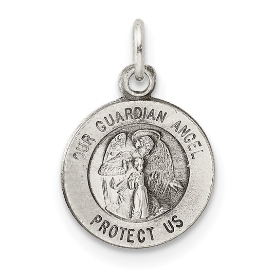 Sterling Silver Antiqued Guardian Angel Medal QC5817