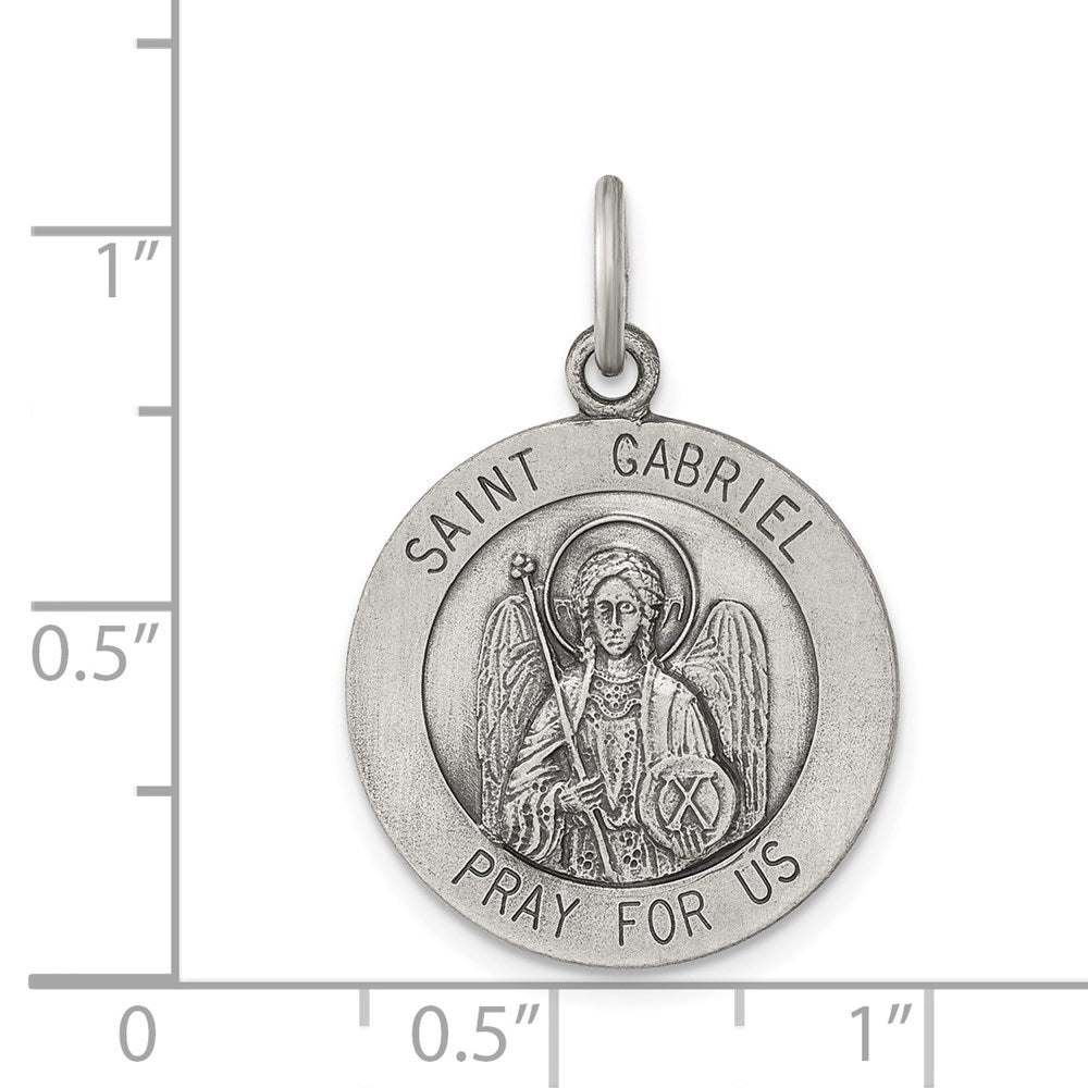 Sterling Silver Antiqued Saint Gabriel Medal QC5818
