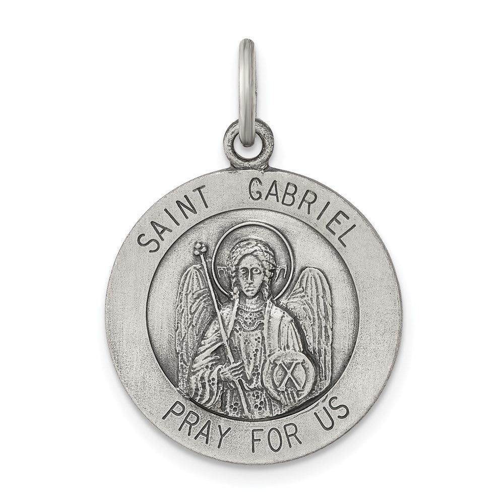 Sterling Silver Antiqued Saint Gabriel Medal QC5818