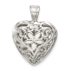 Sterling Silver Filigree Floral Heart Pendant QC581