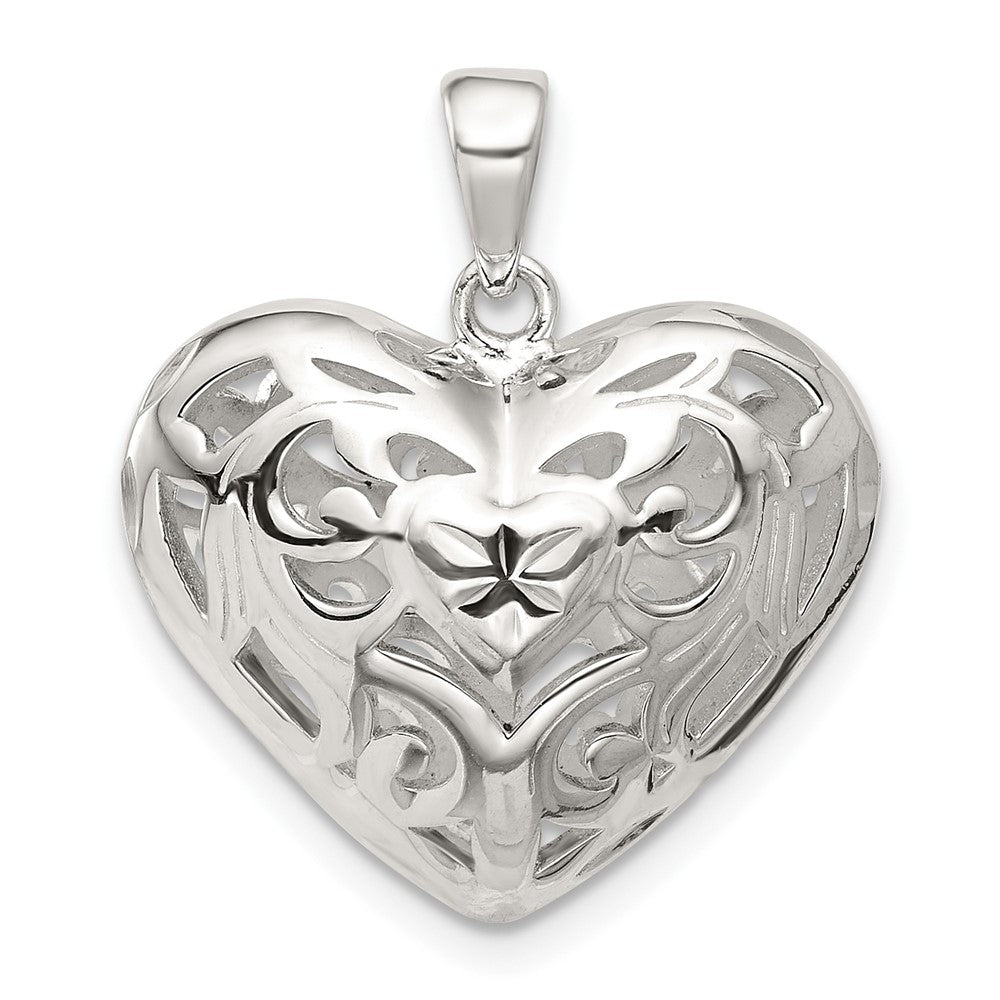 Sterling Silver Filigree Heart Pendant QC582