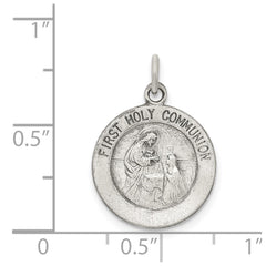 Sterling Silver Antiqued First Holy Communion Medal QC5823