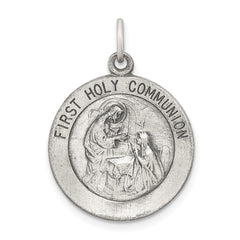 Sterling Silver Antiqued Polished/Matte Holy Communion Pendant QC5824