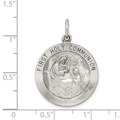 Sterling Silver Antiqued First Holy Communion Medal QC5825