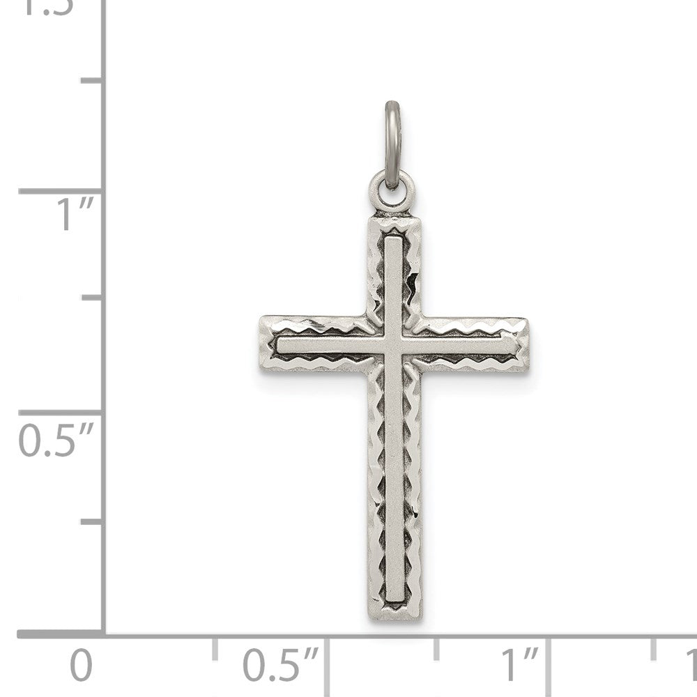 Sterling Silver Antiqued Cross Charm QC5832