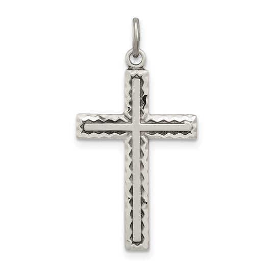 Sterling Silver Antiqued Cross Charm QC5832