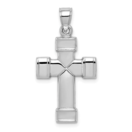 Sterling Silver Rhodium-plated Hollow Reversible Cross Pendant QC5838