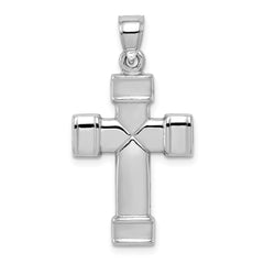 Sterling Silver Rhodium-plated Hollow Reversible Cross Pendant QC5838