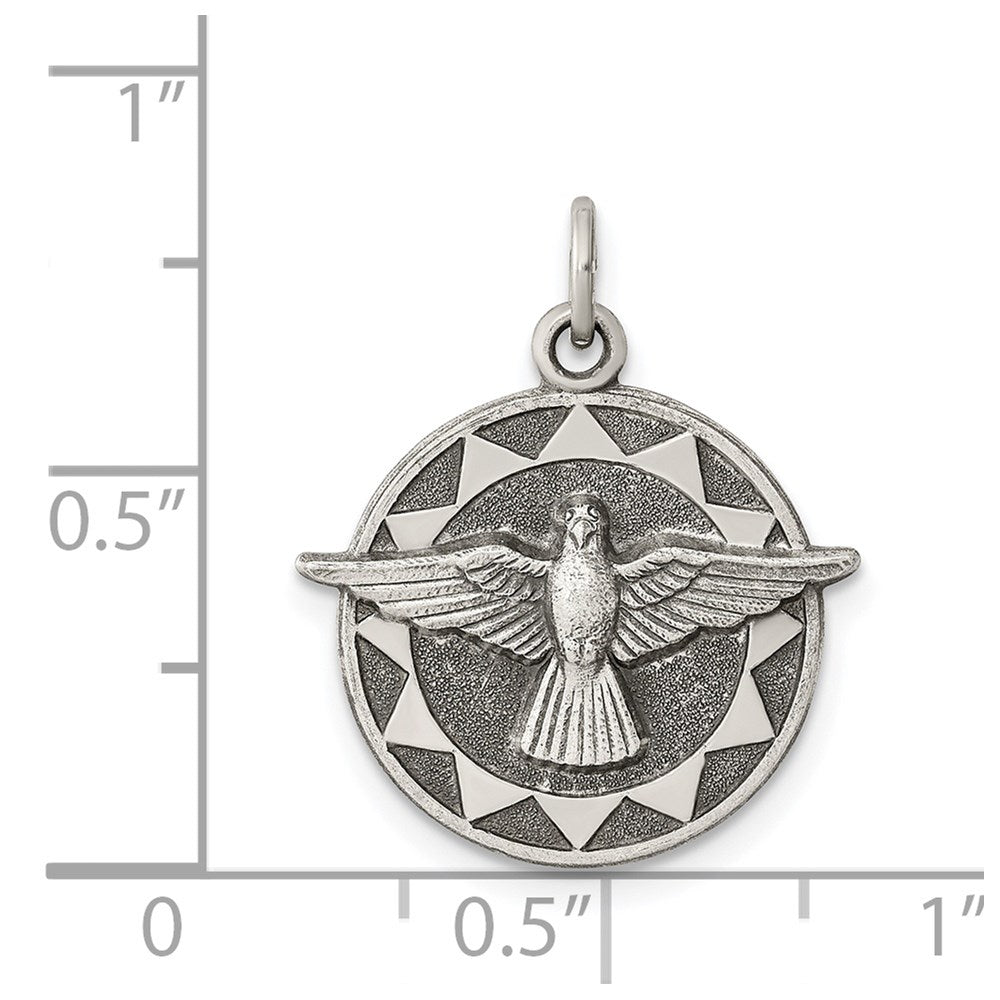 Sterling Silver Antiqued Holy Spirit Medal QC5906