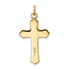 Sterling Silver Rhodium-plated & 18k Gold-plated Dove (Satin) Cross Charm QC5911