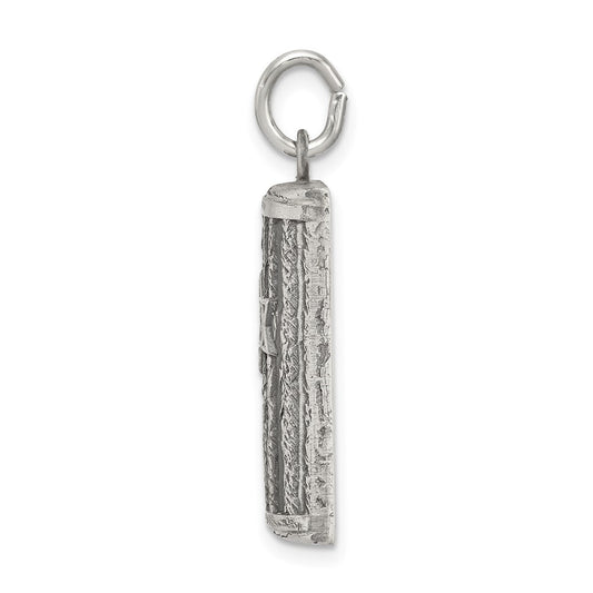 Sterling Silver Antiqued Mezuzah Pendant QC5922