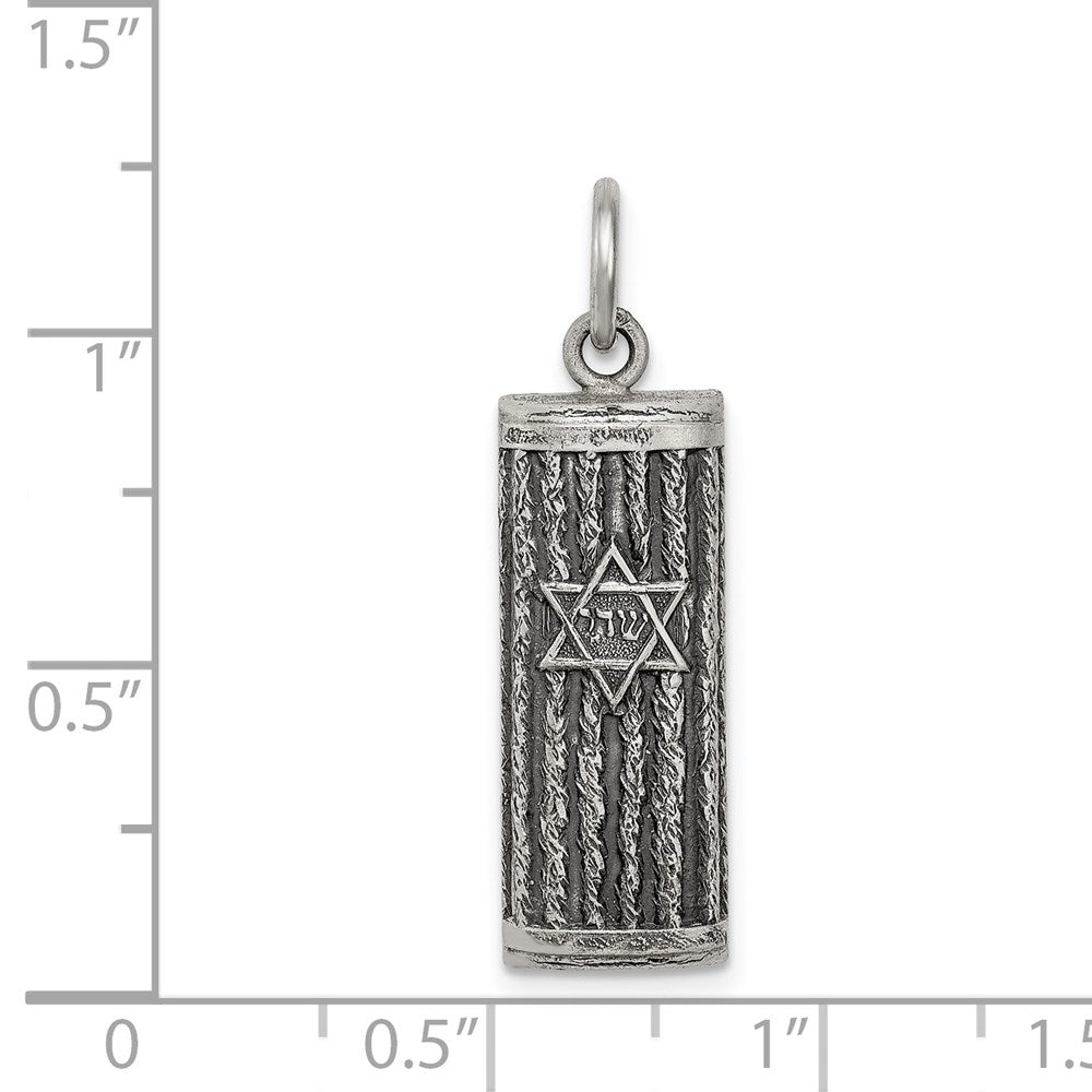 Sterling Silver Antiqued Mezuzah Pendant QC5922