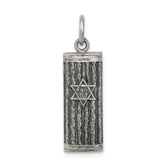 Sterling Silver Antiqued Mezuzah Pendant QC5922