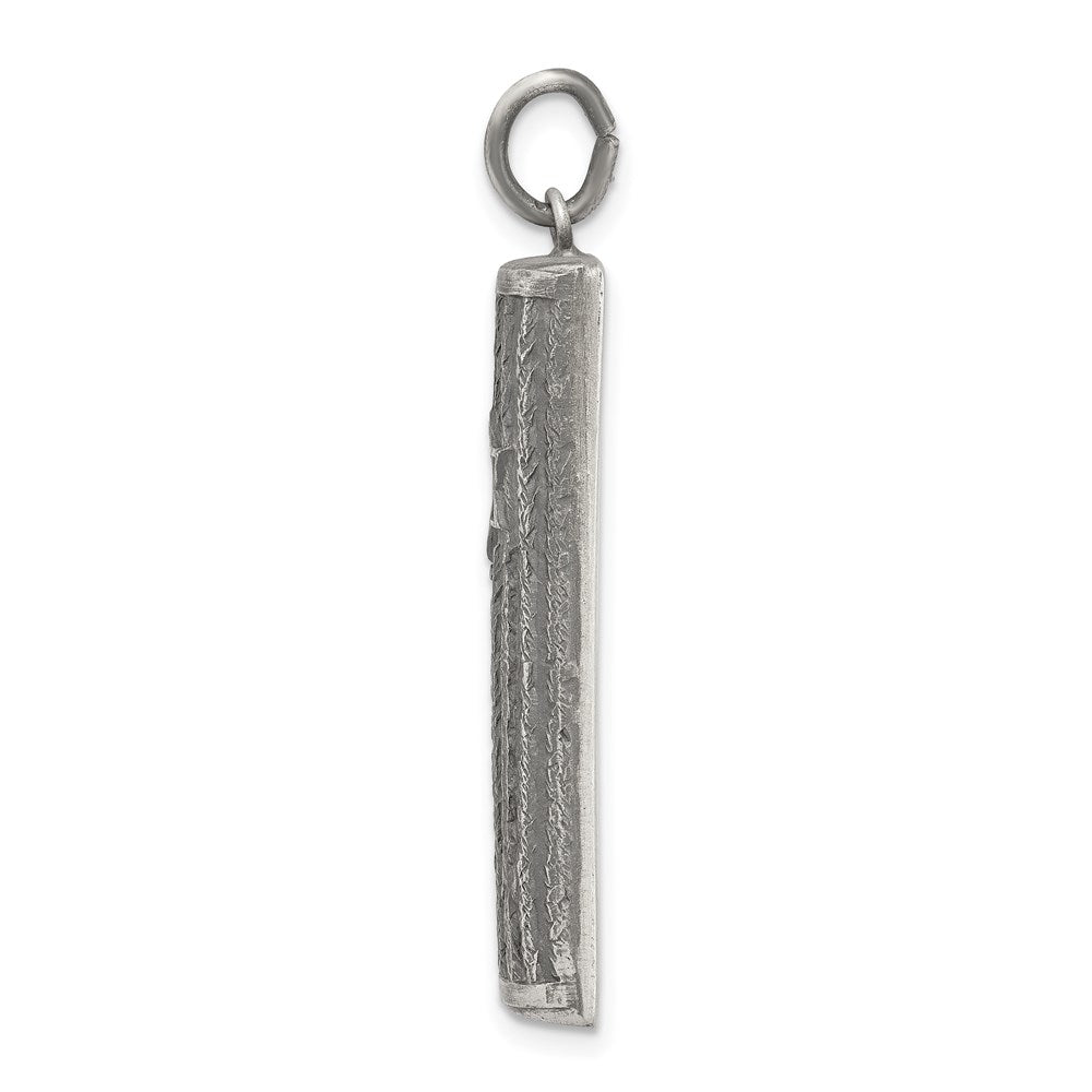 Sterling Silver Antiqued Mezuzah Pendant QC5923