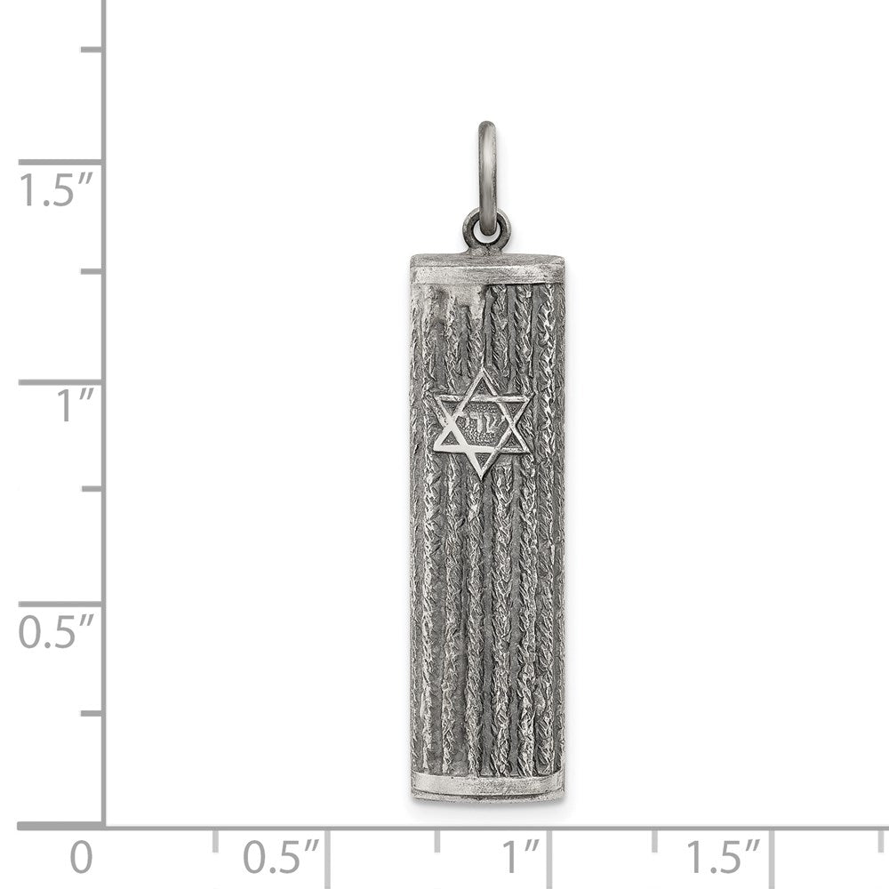 Sterling Silver Antiqued Mezuzah Pendant QC5923