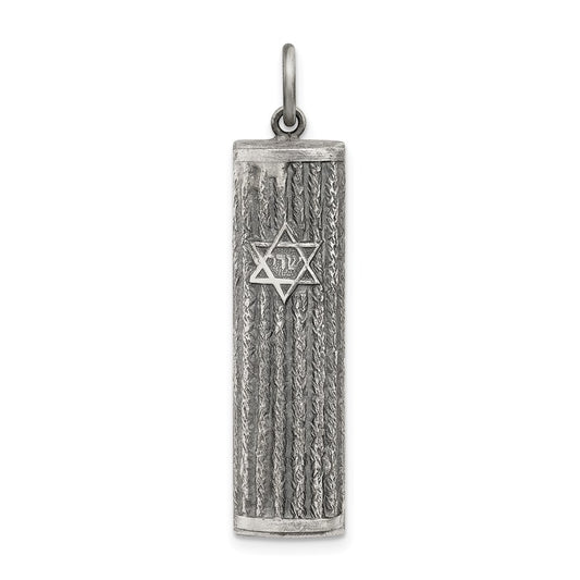 Sterling Silver Antiqued Mezuzah Pendant QC5923