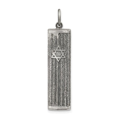 Sterling Silver Antiqued Mezuzah Pendant QC5923