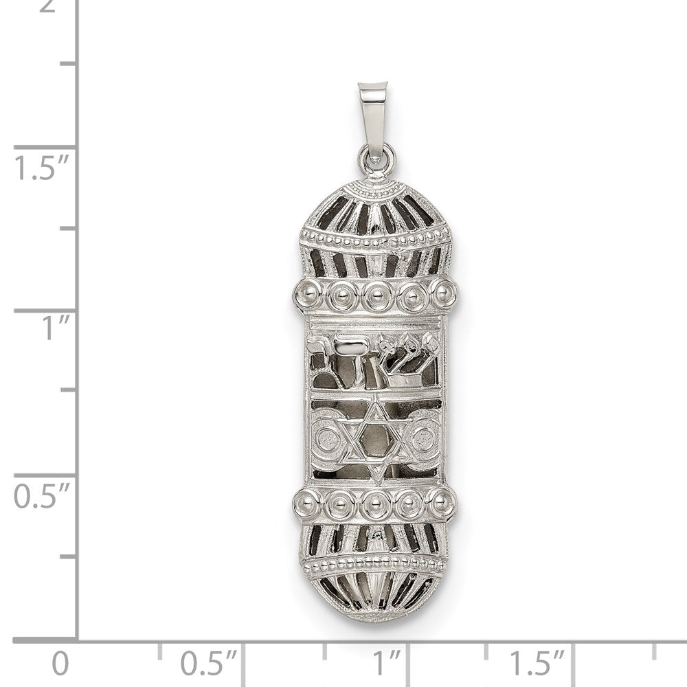 Sterling Silver Fancy Mezuzah Pendant QC5932