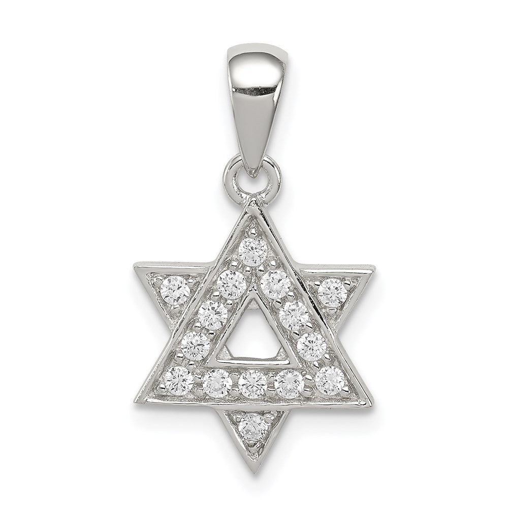 Sterling Silver Rhodium-plated CZ Star of David Pendant QC5944