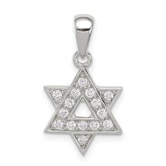 Sterling Silver Rhodium-plated CZ Star of David Pendant QC5944