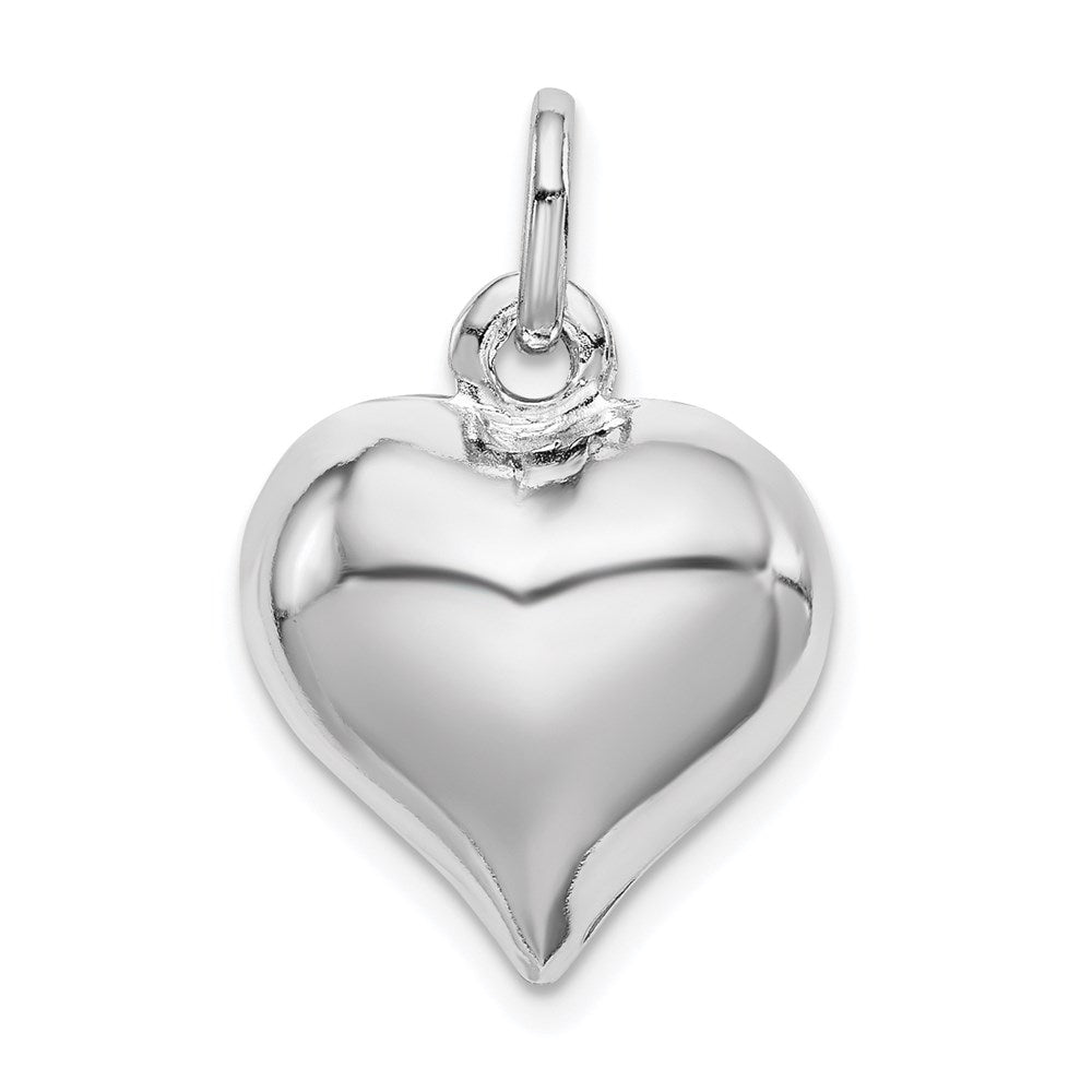 Sterling Silver Rhodium-plated Puffed Heart Charm QC5981
