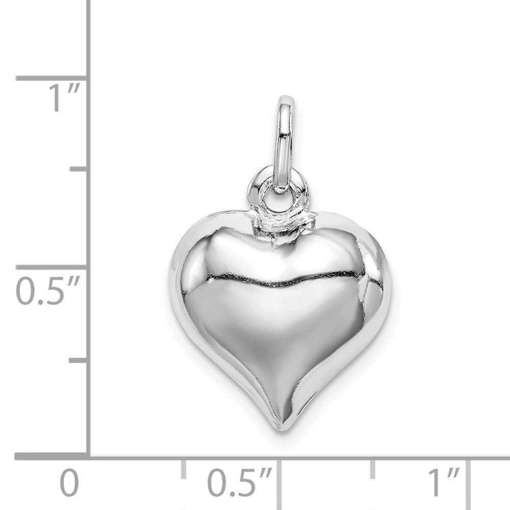Sterling Silver Rhodium-plated Puffed Heart Charm QC5981