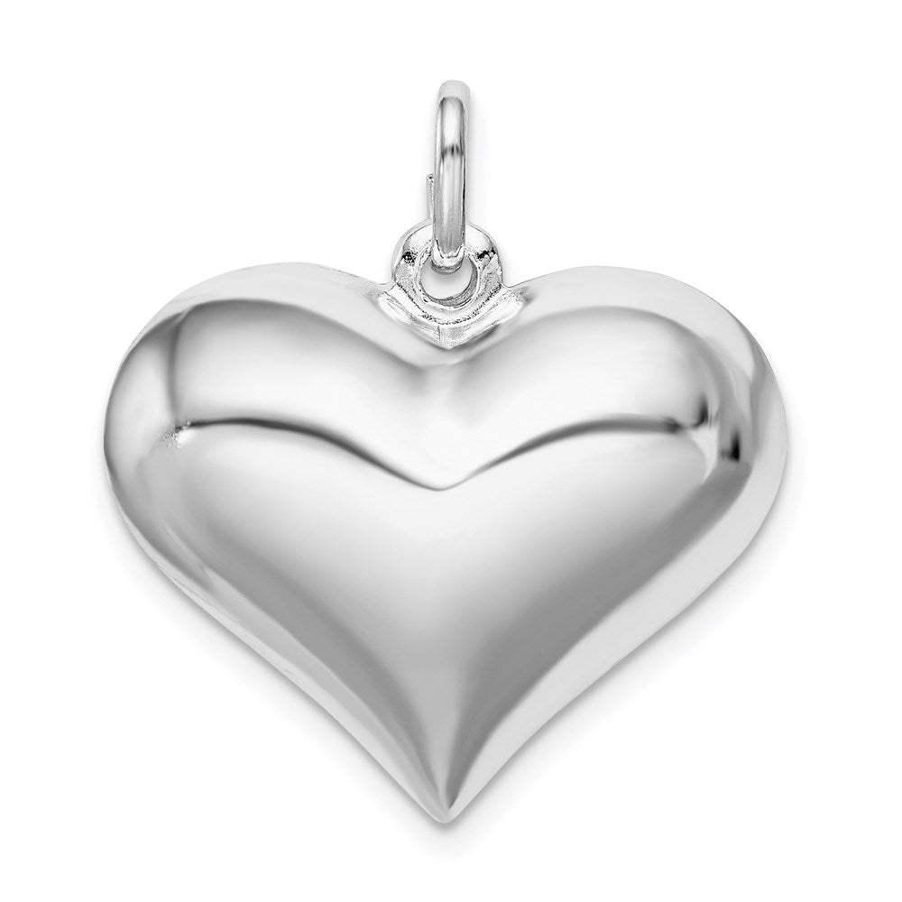 Sterling Silver Rhodium-plated Puffed Heart Pendant QC5982