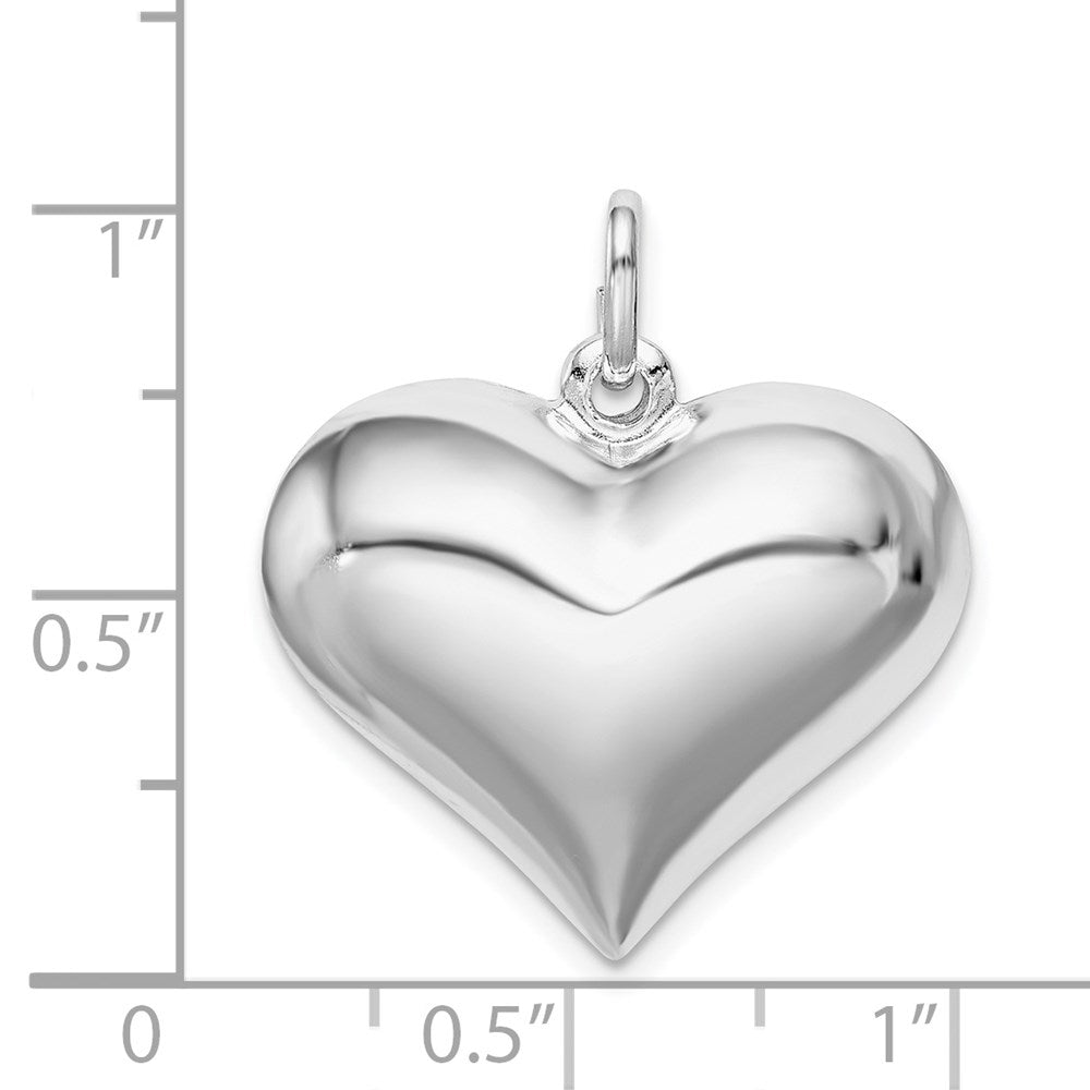 Sterling Silver Rhodium-plated Puffed Heart Pendant QC5982