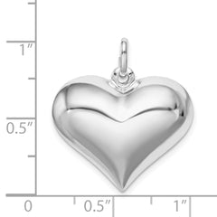 Sterling Silver Rhodium-plated Puffed Heart Pendant QC5982