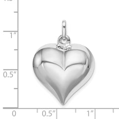 Sterling Silver Rhodium-plated Puffed Heart Pendant QC5983