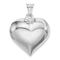 Sterling Silver Rhodium-plated Puffed Heart Pendant QC5984