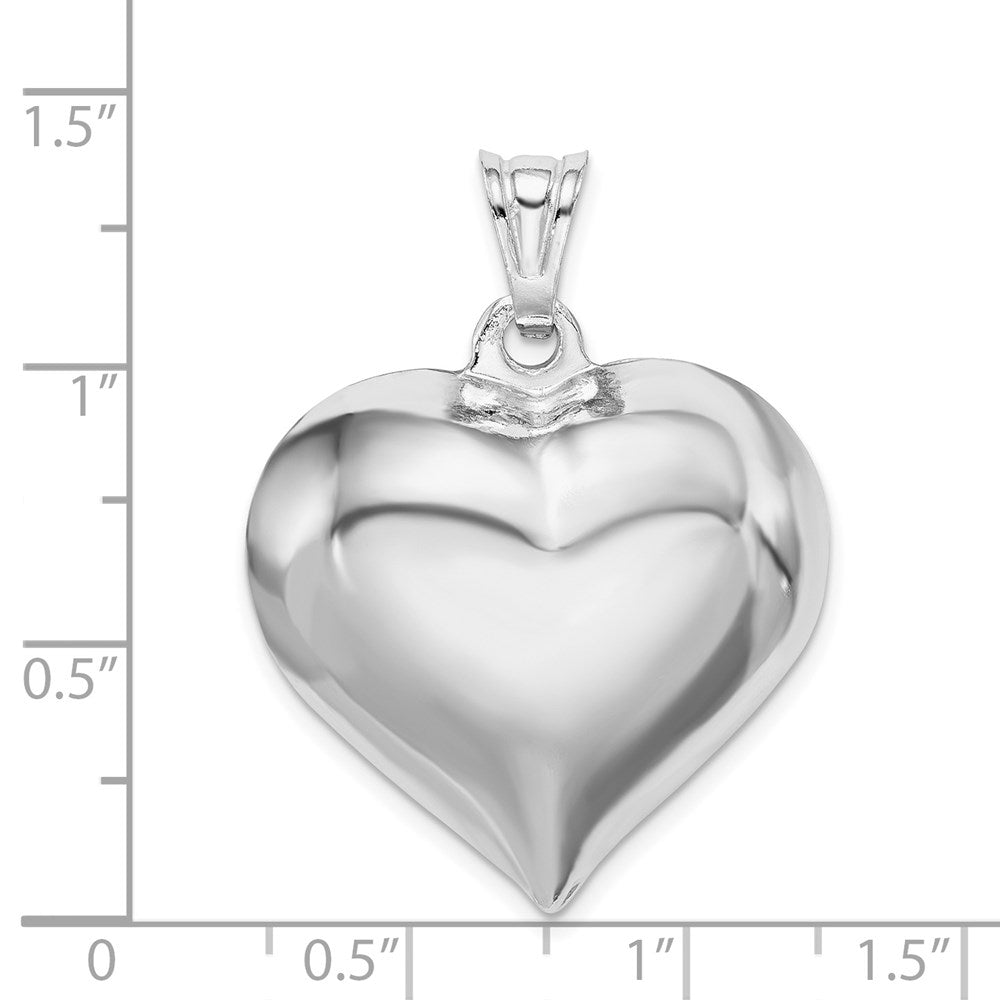 Sterling Silver Rhodium-plated Puffed Heart Pendant QC5984