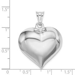 Sterling Silver Rhodium-plated Puffed Heart Pendant QC5984