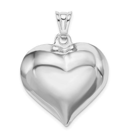 Sterling Silver Rhodium-plated Puffed Heart Pendant QC5984