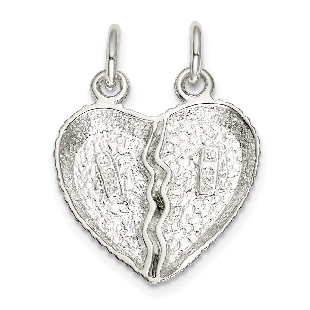 Sterling Silver Best Friend 2-piece Break apart Heart Charm QC599