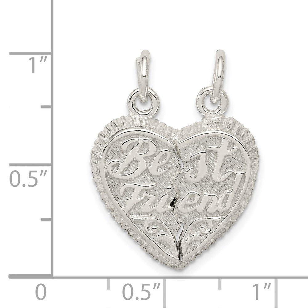 Sterling Silver Best Friend 2-piece Break apart Heart Charm QC599