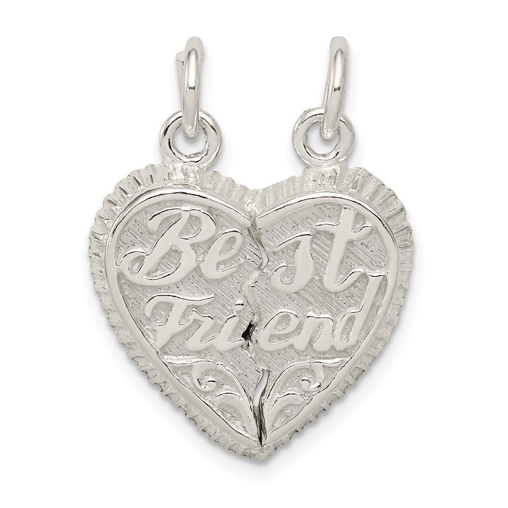 Sterling Silver Best Friend 2-piece Break apart Heart Charm QC599