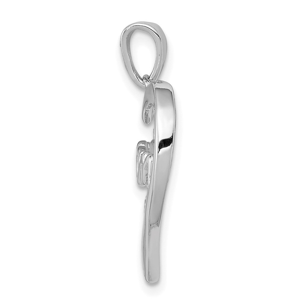 Sterling Silver Rhodium-plated MOM CZ Heart Pendant QC5991