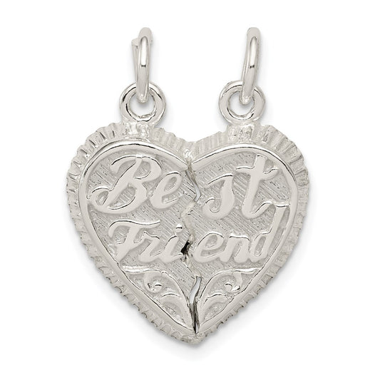 Sterling Silver Best Friend 2-piece Break apart Heart Charm QC599