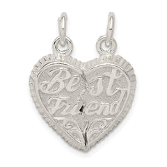 Sterling Silver Best Friend 2-piece Break apart Heart Charm QC599