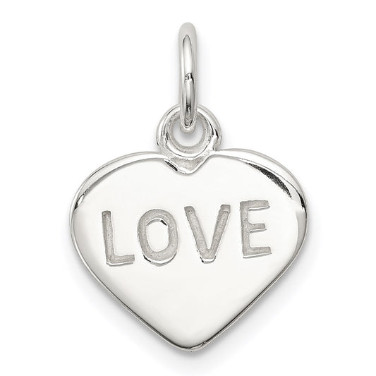 Sterling Silver Love Heart Charm QC6000