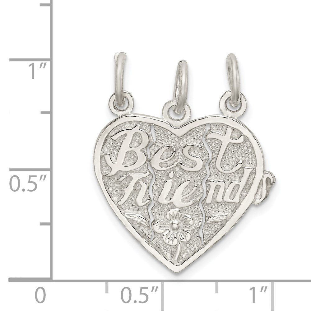 Sterling Silver Best Friends 3-piece break apart Heart Charm QC601